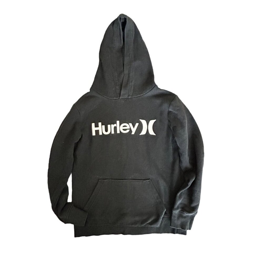 Black Hurley pullover Hoodie Kids Medium Kangaroo pocket Sz M - Picture 1 of 8